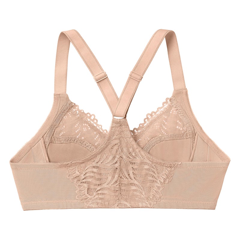 Glamorise Full Figure Plus Size Front-Closure T-Back Wonderwire Bra Underwire #1246 CafÃ© - Image 4
